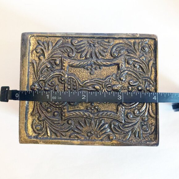 Ornate Silver Open Box from India Beautiful 4" Display Rectangular - Picture 5 of 6